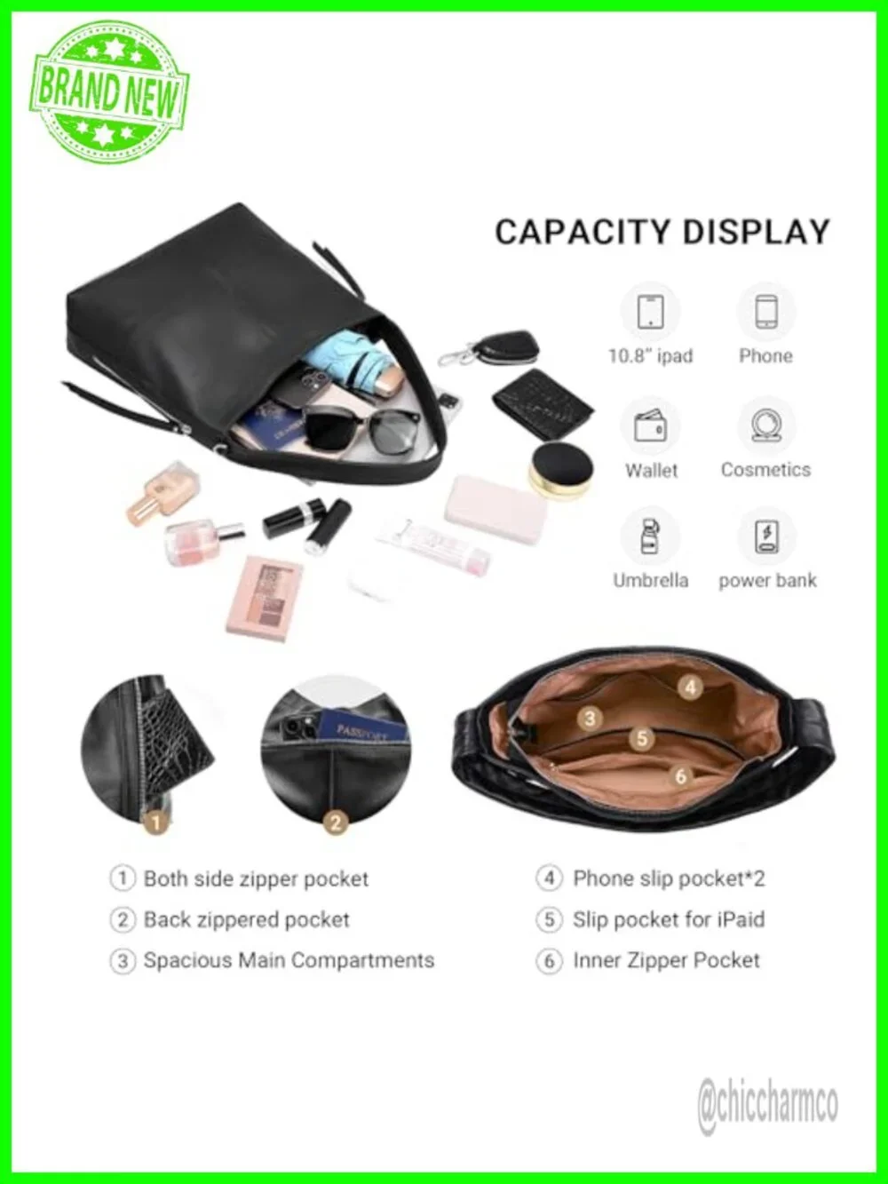 Genuine Leather Hobo Bag for Women Crossbody Purse Shoulder Handbag Tote